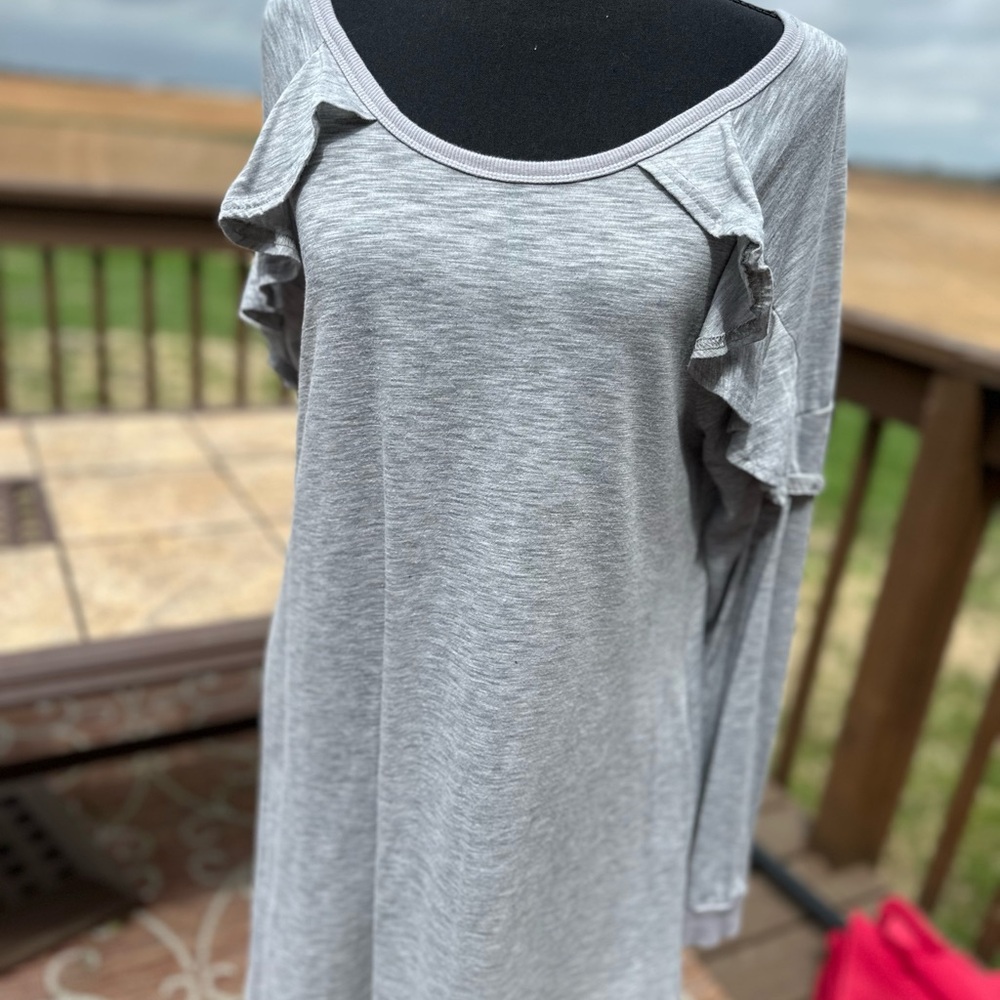 Umgee Gray Ruffle Sleeve Dress